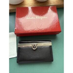 Vintage Salvatore Ferragamo Black Leather Key Case